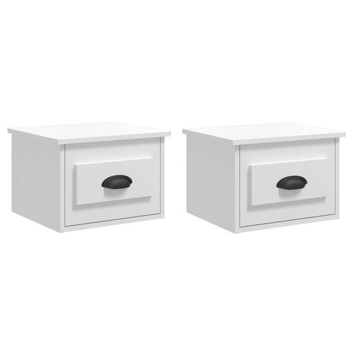 Væghængte sengeborde 2 stk. 41,5x36x28 cm hvid højglans