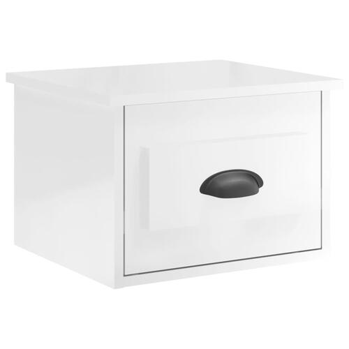 Væghængte sengeborde 2 stk. 41,5x36x28 cm hvid højglans