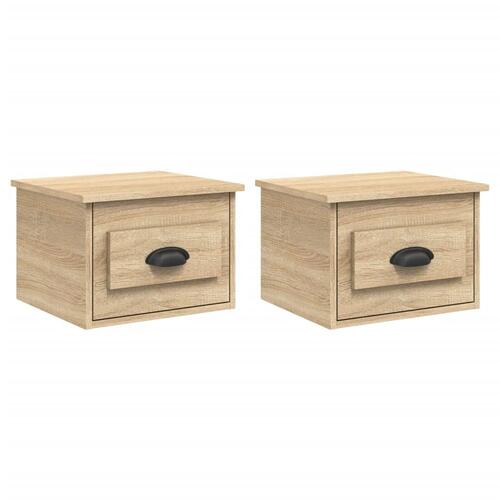 Væghængte sengeborde 2 stk. 41,5x36x28 cm sonoma-eg