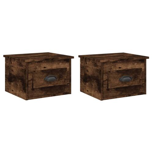Væghængte sengeborde 2 stk. 41,5x36x28 cm røget egetræsfarve