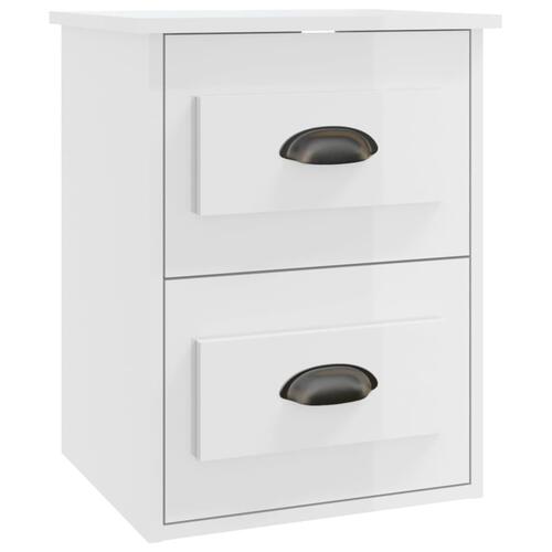 Væghængte sengeborde 2 stk. 41,5x36x53 cm hvid højglans