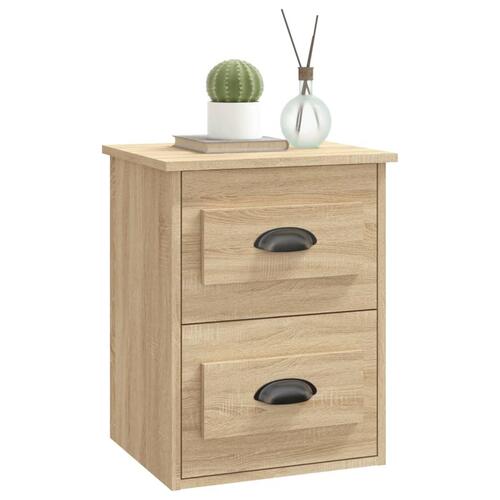 Væghængte sengeborde 2 stk. 41,5x36x53 cm sonoma-eg