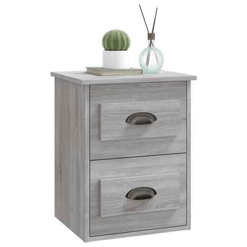 Væghængte sengeborde 2 stk. 41,5x36x53 cm grå sonoma-eg