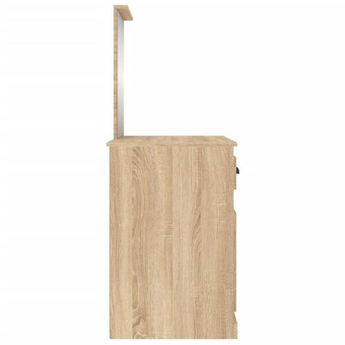 Makeupbord med spejl 90x50x132,5 cm konstrueret træ sonoma-eg