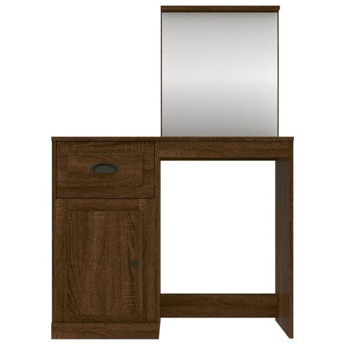 Makeupbord med spejl 90x50x132,5 cm konstrueret træ brunt eg