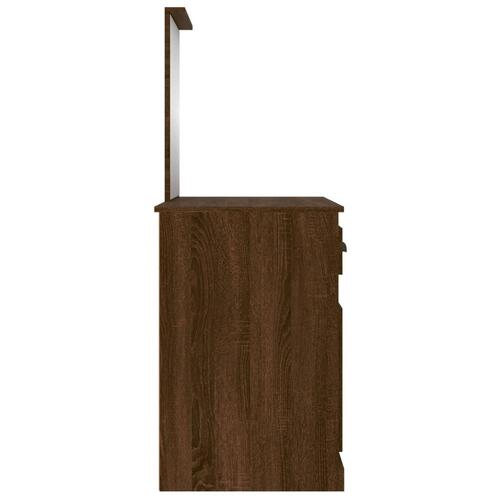 Makeupbord med spejl 90x50x132,5 cm konstrueret træ brunt eg