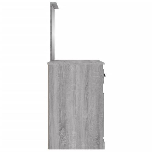 Makeupbord med spejl 90x50x132,5 cm konstrueret træ grå sonoma