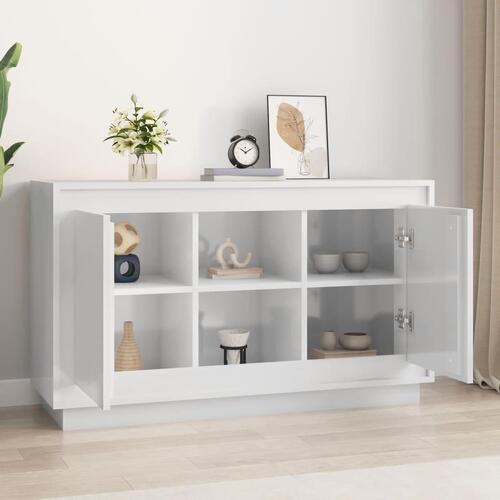 Skænk 102x35x60 cm konstrueret træ hvid højglans