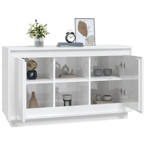 Skænk 102x35x60 cm konstrueret træ hvid højglans