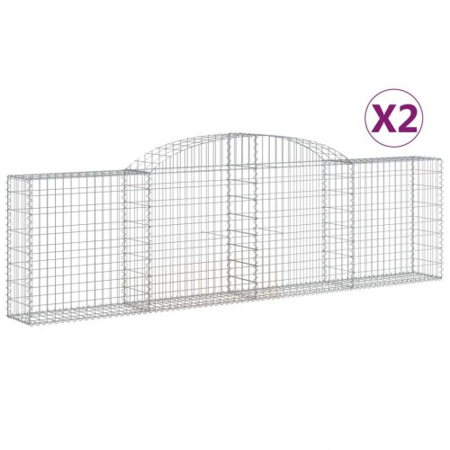 Buede gabionkurve - 2 stk. 300×30×80/100 cm i galvaniseret jern
