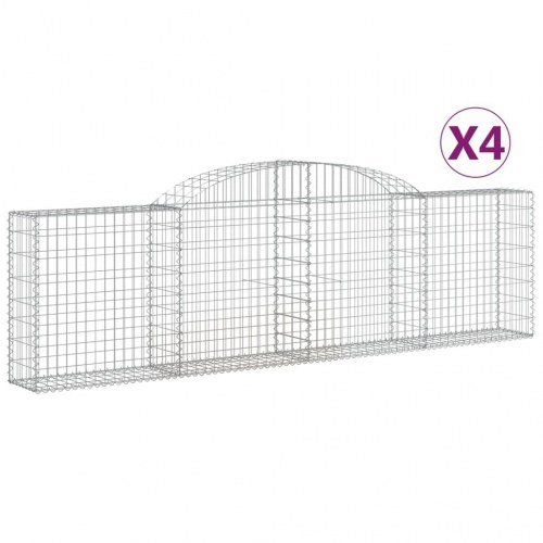 Buede gabionkurve - 4 stk. 300×30×80/100 cm i galvaniseret jern