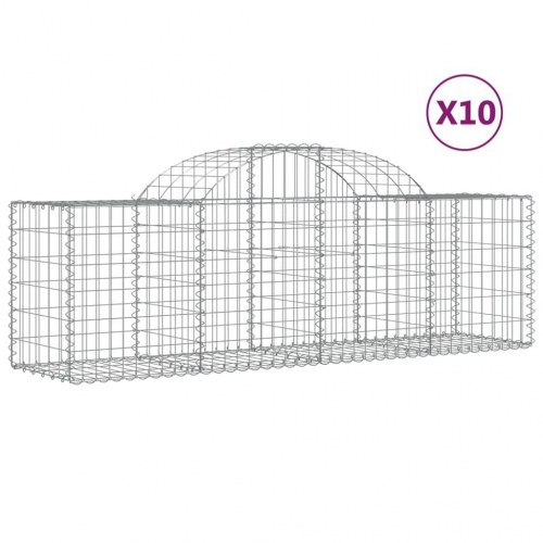 Buede gabionkurve - 10 stk. 200×50×60/80 cm i galvaniseret jern