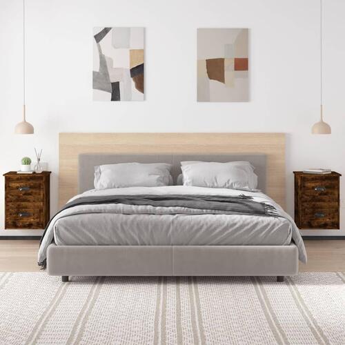 Væghængte sengeborde 2 stk. 41,5x36x53 cm røget eg