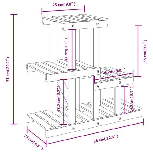 Plantestativ 58x25x51 cm massivt fyrretræ