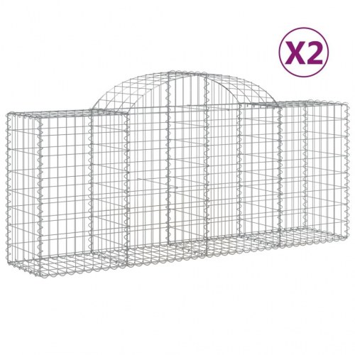 Buede gabionkurve - 2 stk. 200×50×80/100 cm i galvaniseret jern