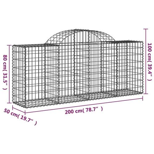 Buede gabionkurve 6 stk. 200x50x80/100 cm galvaniseret jern