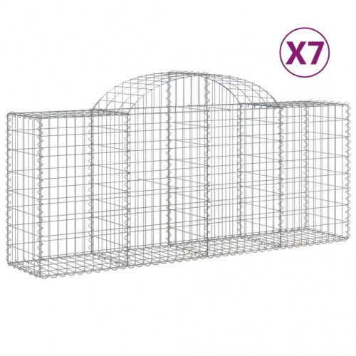 Buede gabionkurve - 7 stk. 200×50×80/100 cm i galvaniseret jern