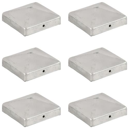 Pyramideformede stolpehætter 6 stk. 91x91 mm galvaniseret metal