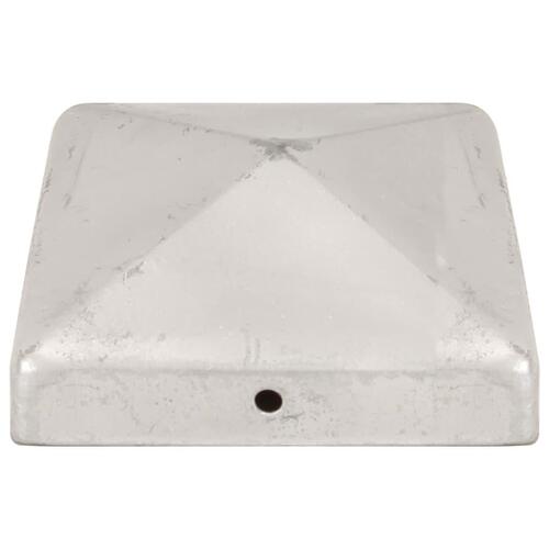 Pyramideformede stolpehætter 6 stk. 91x91 mm galvaniseret metal
