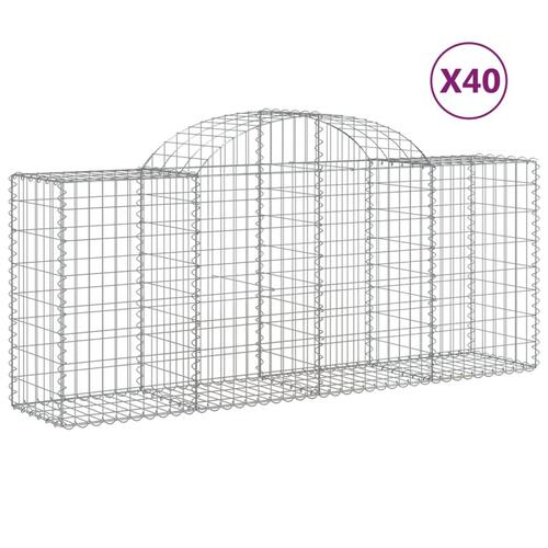 Buede gabionkurve 40 stk. 200x50x80/100 cm galvaniseret jern