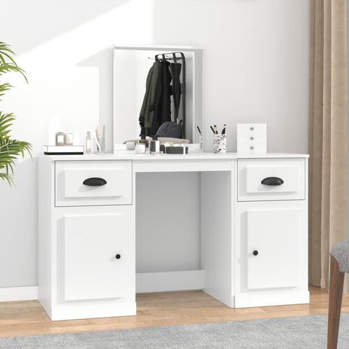 Makeupbord med spejl 130x50x132,5 cm hvid