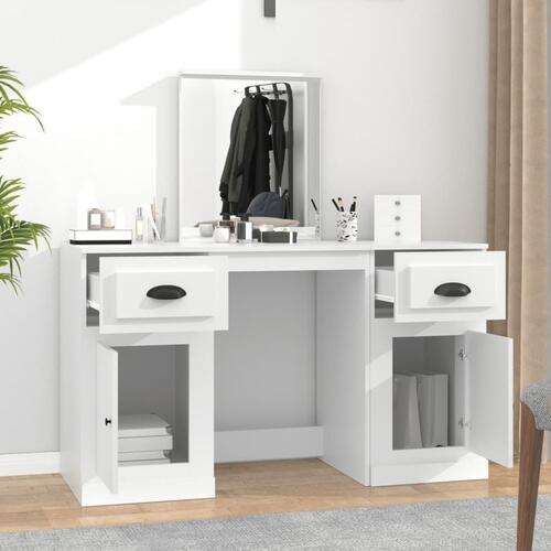 Makeupbord med spejl 130x50x132,5 cm hvid