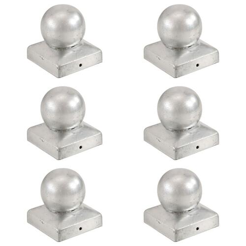 Kugleformede stolpehætter 6 stk. 71x71 mm galvaniseret metal