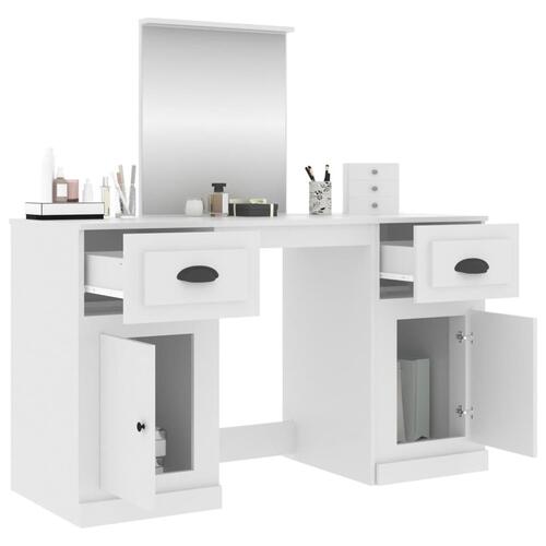 Makeupbord med spejl 130x50x132,5 cm hvid