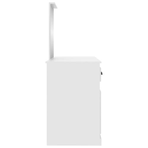 Makeupbord med spejl 130x50x132,5 cm hvid