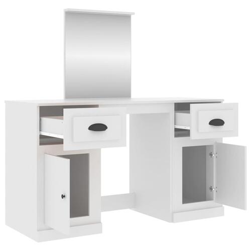 Makeupbord med spejl 130x50x132,5 cm hvid