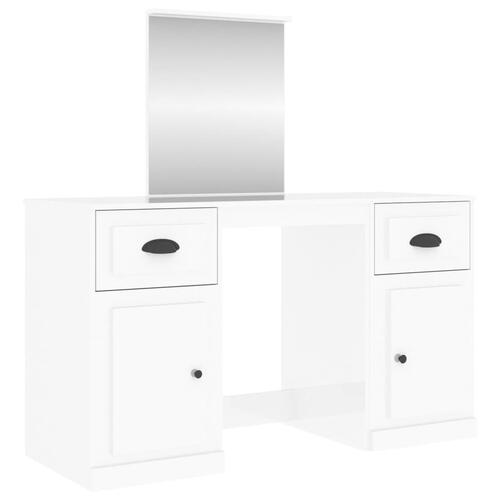 Makeupbord med spejl 130x50x132,5 cm hvid højglans