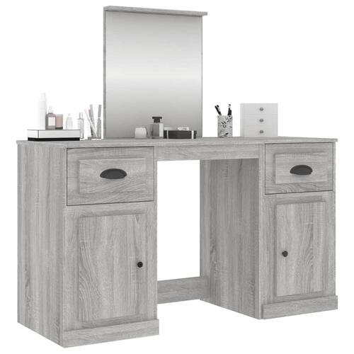 Makeupbord med spejl 130x50x132,5 cm grå sonoma-eg