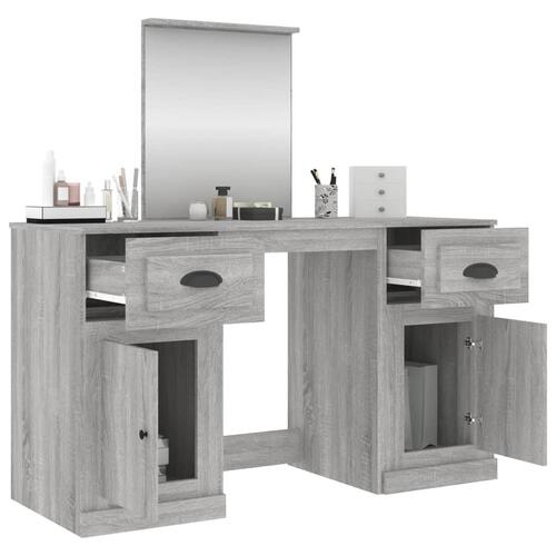 Makeupbord med spejl 130x50x132,5 cm grå sonoma-eg