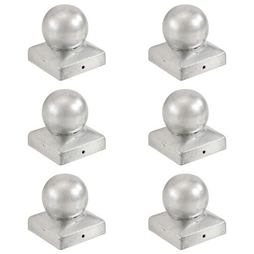 Kugleformede stolpehætter 6 stk. 81x81 mm galvaniseret metal