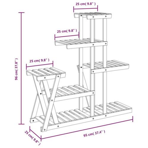 Blomsterstativ 95x25x96 cm massivt fyrretræ