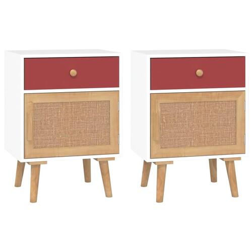Sengeborde 2 stk. 40x30x55 cm konstrueret træ hvid