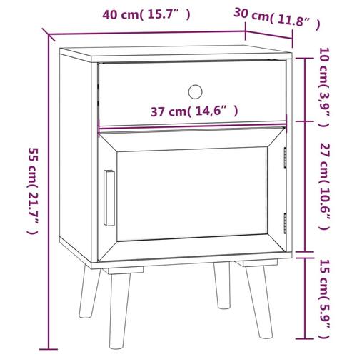 Sengeborde 2 stk. 40x30x55 cm konstrueret træ hvid