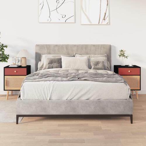 Sengeborde 2 stk. 40x30x55 cm konstrueret træ sort