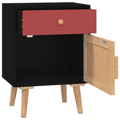 Sengeborde 2 stk. 40x30x55 cm konstrueret træ sort