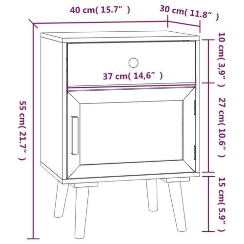 Sengeborde 2 stk. 40x30x55 cm konstrueret træ sort