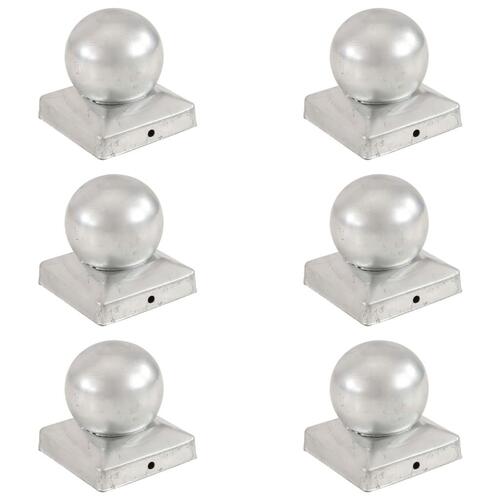 Globusformet stolpehætte 6 stk. 91x91 mm galvaniseret metal