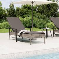 Liggestol med hynde polyrattan grå