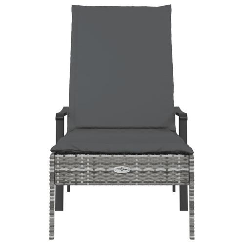 Liggestol med hynde polyrattan grå