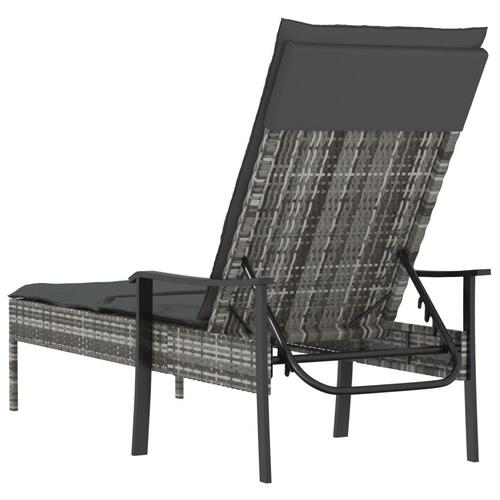 Liggestol med hynde polyrattan grå