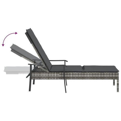 Liggestol med hynde polyrattan grå