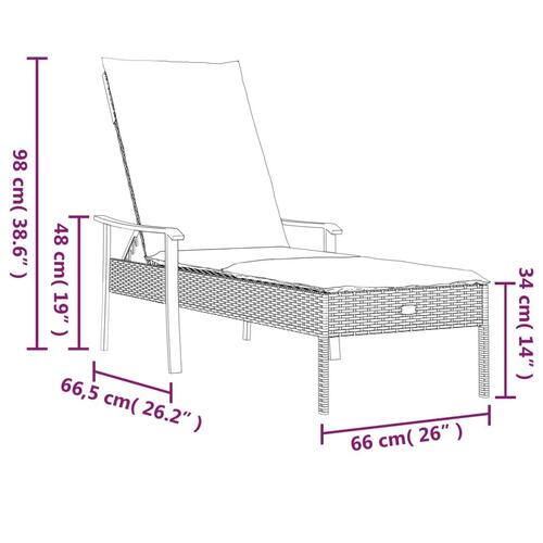 Liggestol med hynde polyrattan grå