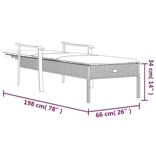 Liggestol med hynde polyrattan grå