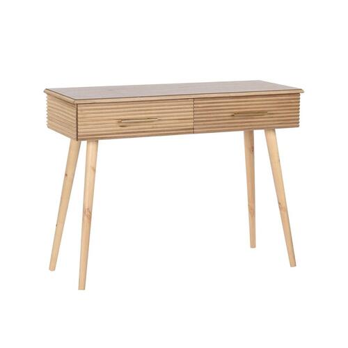 Konsol 100 x 40 x 76 cm Gylden Lys brun Paulonia træ Træ MDF