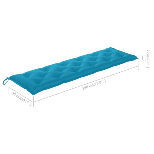 Hynde til havebænk 180x50x7 cm stof lyseblå