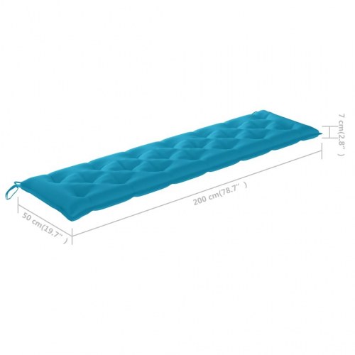 Hynde til havebænk 200x50x7 cm stof lyseblå